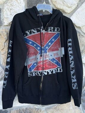 Vintage Lynyrd Skynyrd Jacket Medium Southern Rock Grunge Y2K Full Zip Hooded